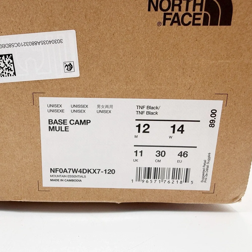 The North Face Base Camp Mule Shoe Size 12 Mens TNF Black NEW IN BOX